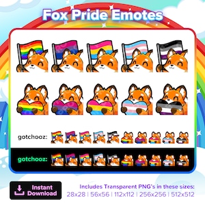 Fox Pride Twitch Emotes, Youtube Emotes, Discord Emotes, Kick Emotes, TikTok Emotes, Rumble Emotes for Streaming | Emojis