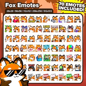 Fox Twitch Emotes MEGA Bundle for Streaming, Youtube Emotes, Discord Emotes, Kick Emotes, TikTok Emotes, Rumble Emotes