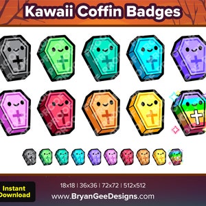 Kawaii Coffin Twitch Badges Bit Badges Channel Points Discord Badges Youtube Badges Subscriber Badges Kick Badges TikTok Badges