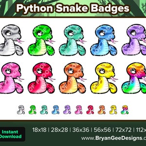 Python Snake Twitch Badges Bit Badges Channel Points Discord Badges Youtube Badges Subscriber Badges Loyatly Badges Kick Badges Tiktok