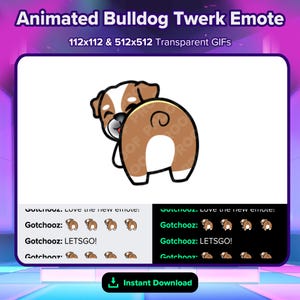 Animated Bulldog Twerk Emote for Twitch, Discord, Kick, Rumble for Streaming | Cute Twerking Potato | Dance Emote | Hype Emote | Twerk Emote