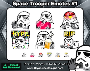 Space Soldier Trooper Twitch Emotes Wave Love Heart Rage Angry Hype Cheers RIP for Streaming Youtube Emotes Discord Emotes TikTok Emotes