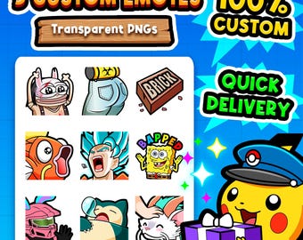 5 emoticon premium personalizzate per Twitch / Emoji per lo streaming su Twitch, Discord e YouTube / Simpatiche emoticon in stile Chibi Kawaii Anime
