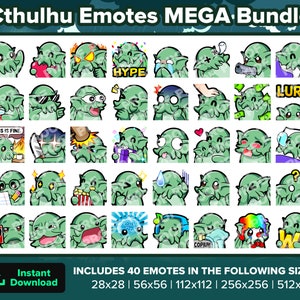 Cthulhu Twitch Emotes MEGA Bundle for Streaming, Youtube Emotes, Discord Emotes, Kick Emotes, TikTok Emotes, Rumble Emotes, Emojis