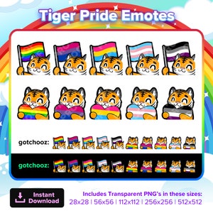 Tiger Pride Twitch Emotes, Youtube Emotes, Discord Emotes, Kick Emotes, TikTok Emotes, Rumble Emotes for Streaming | Emojis