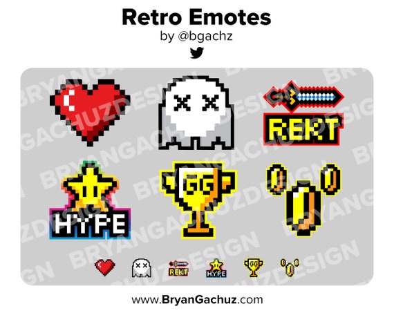 Retro Pixel 8bit Emotes For Twitch Discord Or Youtube Etsy