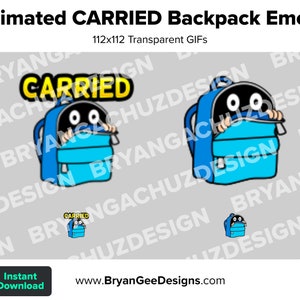Animated  + Static CARRIED Backpack Emotes for Twitch, Discord or Youtube (2 Options)