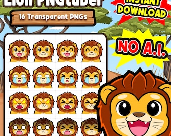 Modello PNGtuber Leone / PNGtuber Leone Reattivo / Avatar Leone / PNG Vtuber per Twitch, YouTube, Kick, TikTok