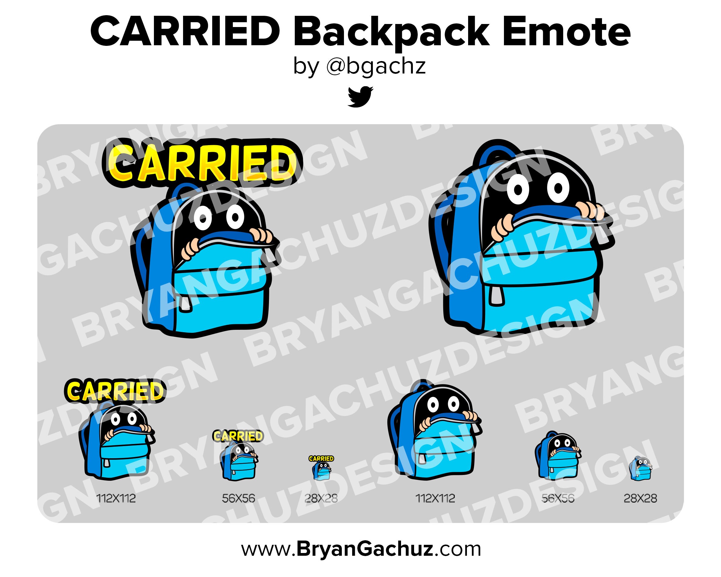 CARRIED Backpack Emote for Twitch Discord or Youtube 2 Etsy Canada
