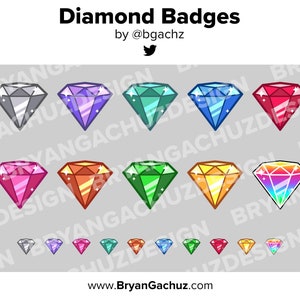 Diamond Twitch Badges Bit Badges Channel Points Discord Badges Youtube Badges Subscriber Badges Facebook Badges Tiktok Badges