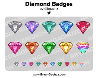 Diamond Twitch Badges Bit Badges Channel Points Discord Badges Youtube Badges Subscriber Badges Facebook Badges Tiktok Badges