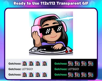 Animated Brown Skin Girl DJ Emote for Twitch, Discord, Kick, Rumble for Streaming