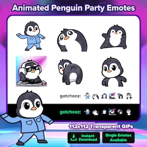 Animated Penguin Party Emotes | Jammies Bobble Dance DJ Twerk Wiggle | Twitch Youtube Discord Kick Tiktok Rumble | Cute Penguin Emotes