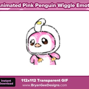 Animated Pink Penguin Wiggle Emote for Twitch or Discord