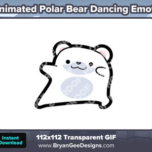 Animated Polar Bear / White Bear Dancing Emote for Twitch or Discord, Cat Dance Emote, Dancing Cat, Animated Emote