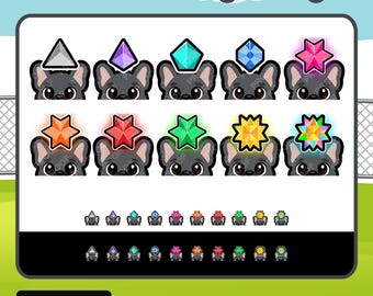 Distintivi con bit di bulldog francese nero - Distintivi per streamer di Twitch Sub & Bits con simpatici cani bulldog francesi / Distintivi con bit di bulldog francese nero