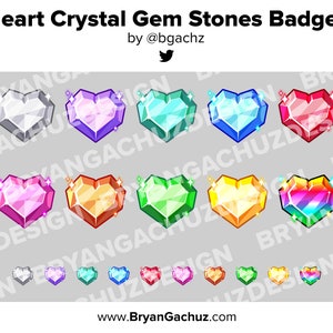 Heart Crystal Twitch Badges Bit Badges Channel Points Discord Badges Youtube Badges Subscriber Badges Facebook Badges Tiktok Badges