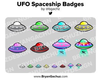 UFO Twitch Badges Bit Badges Channel Points Discord Badges Youtube Badges Subscriber Badges Facebook Badges Tiktok Badges Alien Badges