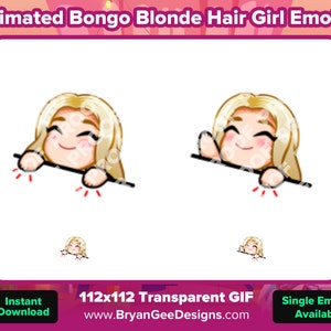 Animated Bongo Blonde Hair Girl Emotes for Twitch or Discord