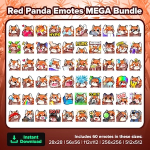 Red Panda Twitch Emotes MEGA Bundle for Streaming, Youtube Emotes, Discord Emotes, Kick Emotes, TikTok Emotes, Rumble Emotes, Emojis