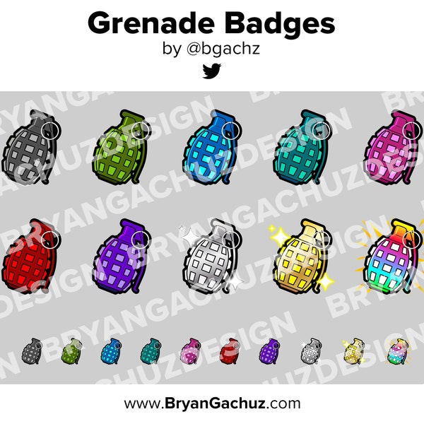 Grenade Twitch Badges Bit Badges Channel Points Discord Badges Youtube Badges Subscriber Badges Facebook Badges Tiktok Badges