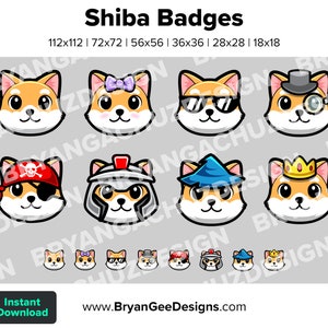 Shiba Twitch Badges Bit Badges Channel Points Discord Badges Youtube Badges Subscriber Badges Facebook Badges TikTok Badges