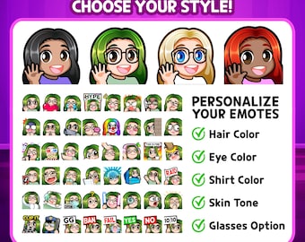 48 Girl Streamer Emotes Bundle, Twitch Emotes, Discord Emotes, Kick Emotes, YouTube Emotes, TikTok Emotes, Rumble Emotes, Emojis