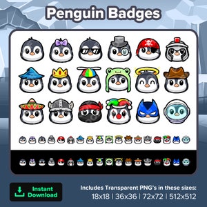 Penguin Twitch Badges Bit Badges Channel Points Discord Badges Youtube Badges Subscriber Badges Facebook Badges TikTok Badges