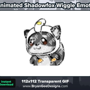 Animated Shadowfox Black Fox Wiggle Emote for Twitch