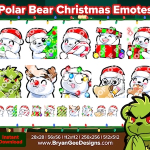 Polar Bear Christmas Twitch Emotes for Streaming Youtube Emotes Discord Emotes Tiktok Emotes Premade Emotes P2U Pay to Use Teddy Bear Emotes