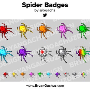 Spider Twitch Badges Bit Badges Channel Points Discord Badges Youtube Badges Subscriber Badges Facebook Badges Tiktok Badges Halloween image 1