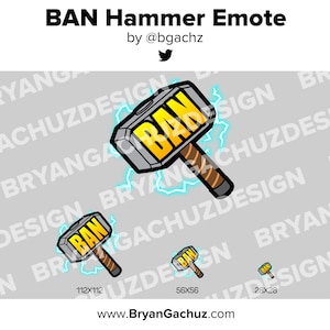 BAN Hammer Emote for Twitch, Discord or Youtube