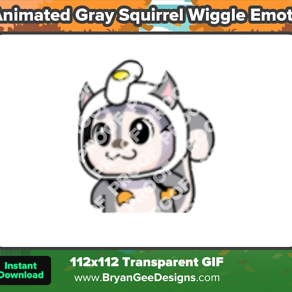 Animated Gray Squirrel Wiggle Emote for Twitch Streamers