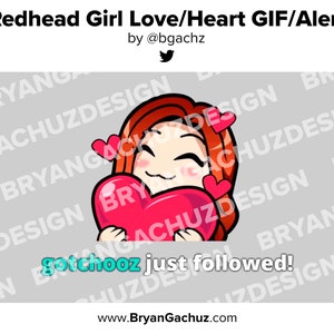 Animated Cute Chibi Redhead / Red Hair Girl LOVE GIF / Alert for your stream ! Stream Labs OBS and Twitch