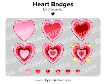 Heart Twitch Badges Bit Badges Channel Points Discord Badges Youtube Badges Subscriber Badges Facebook Badges Tiktok Badges