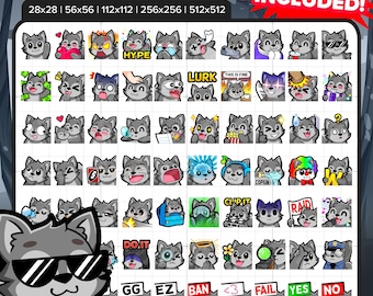 Wolf Emotes Mega Bundle | Cute Wolf Stream Emotes for Twitch, Discord, Kick & YouTube