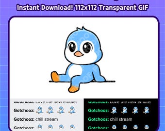 Animated Blue Penguin Sit/Chillin Emote for Twitch, Discord & YouTube | Relaxed Penguin GIF Emote | Cozy Sitting Emote | Streamer Chat Emote