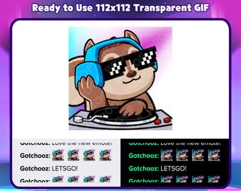Animated Brown Squirrel DJ Emote for Twitch, Discord, Kick, Rumble for Streaming