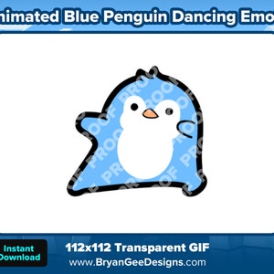 Animated Blue Penguin Dancing Emote for Twitch or Discord, Blue Penguin Dance Emote, Dancing Blue Penguin, Animated Emote