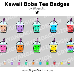 Kawaii Boba Tea Twitch Badges Bit Badges Channel Points Discord Badges Youtube Badges Subscriber Badges Facebook Badges Tiktok Badges