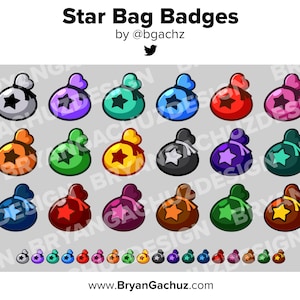 Star Bag Twitch Badges Bit Badges Channel Points Discord Badges Youtube Badges Subscriber Badges Facebook Badges Tiktok Badges