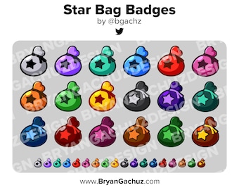 Star Bag Twitch Badges Bit Badges Channel Points Discord Badges Youtube Badges Subscriber Badges Facebook Badges Tiktok Badges