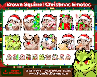 Wiewiórka Świąteczne emotikony Twitch do przesyłania strumieniowego Emotikony YouTube Emotikony Discord Emotikony TikTok Gotowe emotikony P2U Płać, aby używać