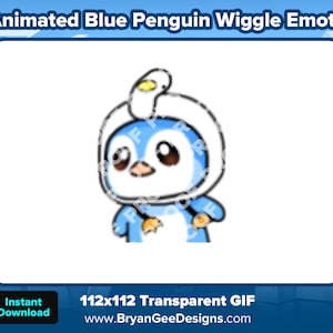Animated Blue Penguin Wiggle Emote for Twitch or Discord