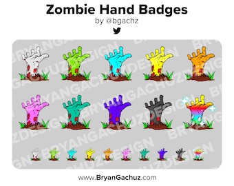 Zombie Hand Twitch Badges Bit Anstecker Channel Points Discord Badges Youtube Badges Abzeichen Facebook Badges Tiktok Anstecker Halloween