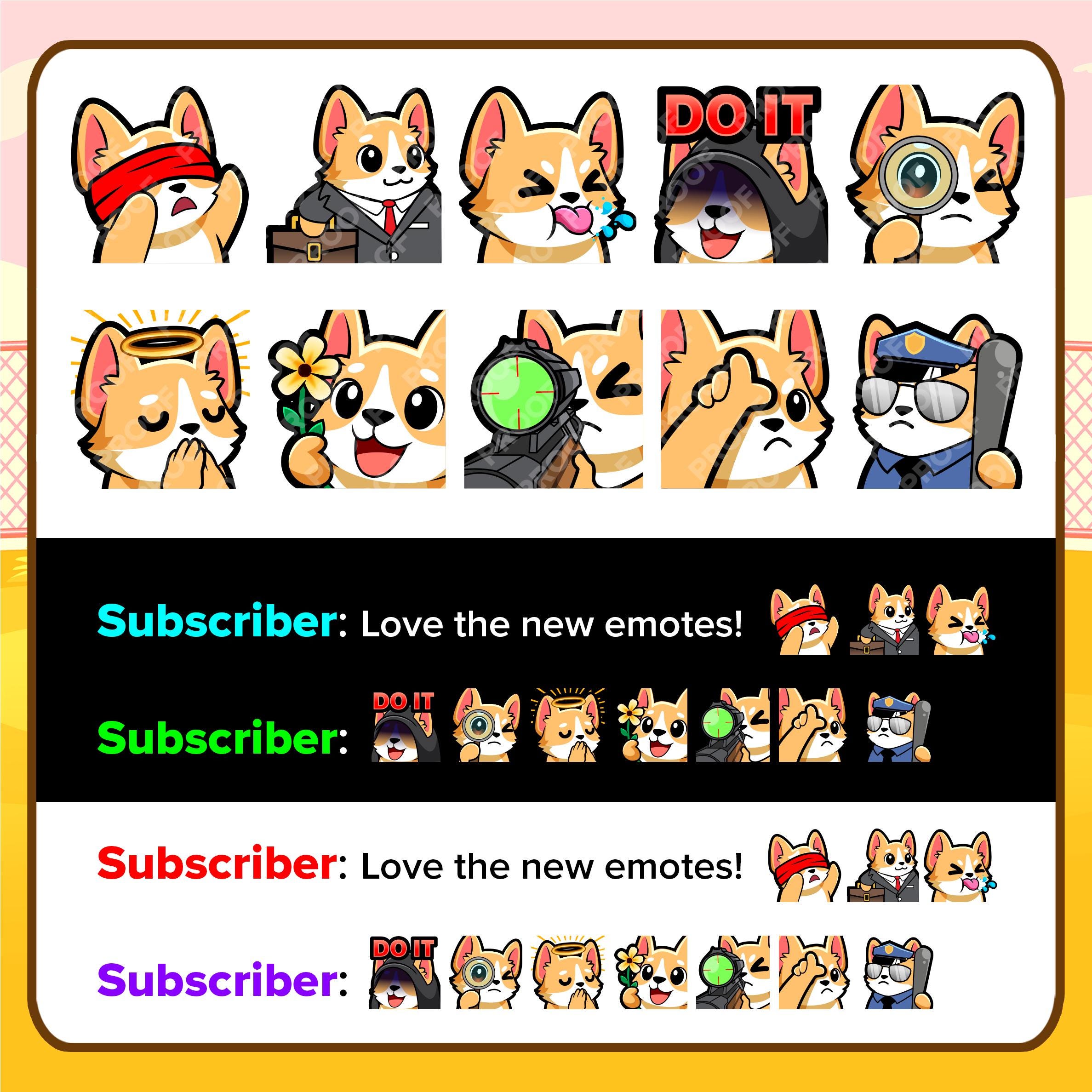Corgi Twitch Emotes MEGA Bundle for Streaming, Youtube Emotes, Discord ...