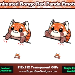 Animated Bongo Red Panda Emotes for Twitch or Discord