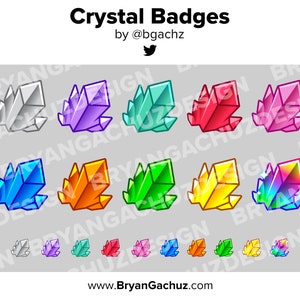 Crystal Twitch Badges Bit Badges Channel Points Discord Badges Youtube Badges Subscriber Badges Facebook Badges Tiktok Badges