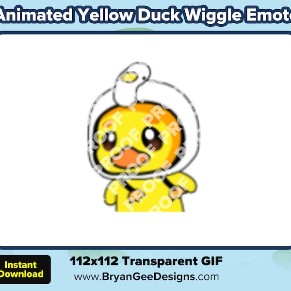 Animated Yellow Duck Wiggle Emote for Twitch or Discord - Cute, Expressive, and Ready to Quack