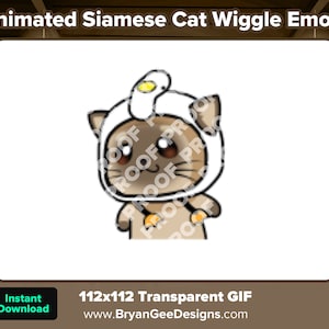 Animated Siamese Cat Wiggle Emote for Twitch or Discord
